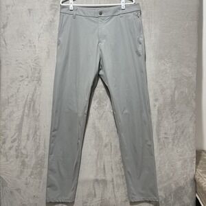 Lululemon Commission Slim-Fit Pant Men's 34 Tall Gray Warpstreme Pockets Logo